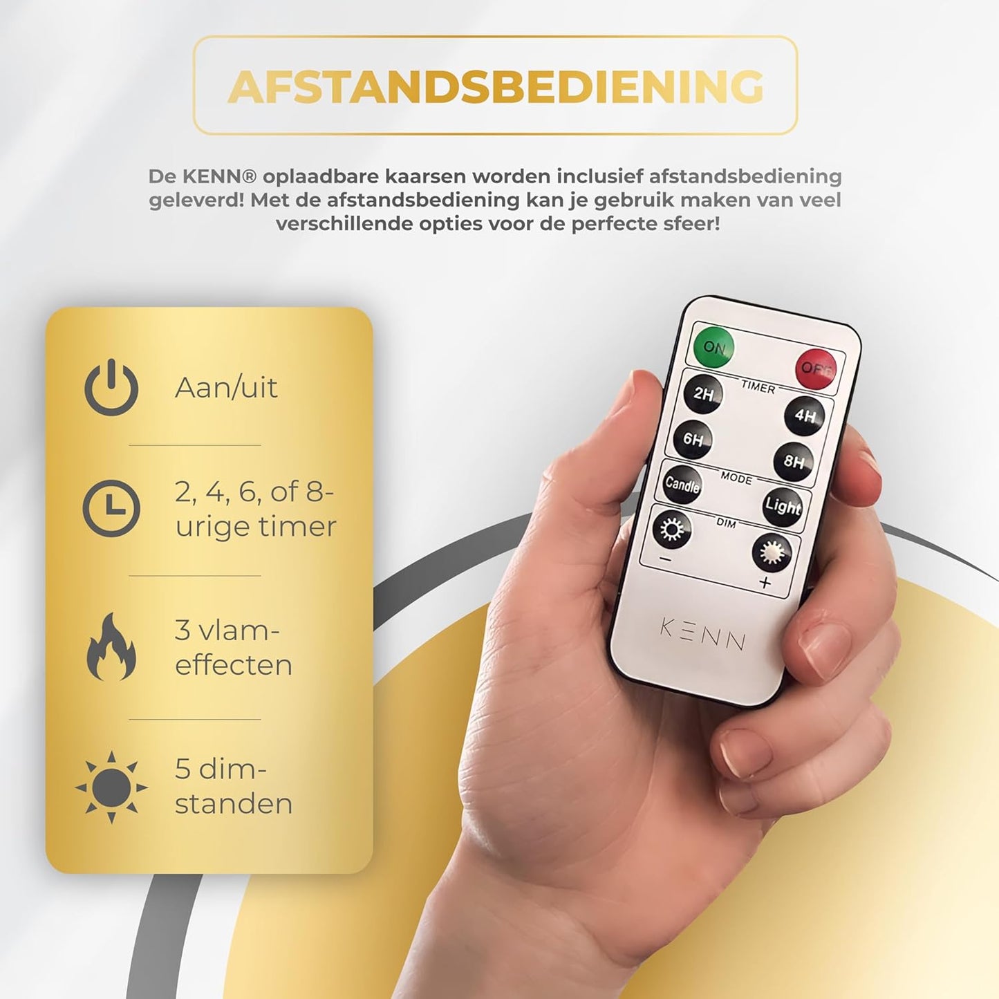 KENN® Oplaadbare led-kaarsen, afstandsbediening inbegrepen