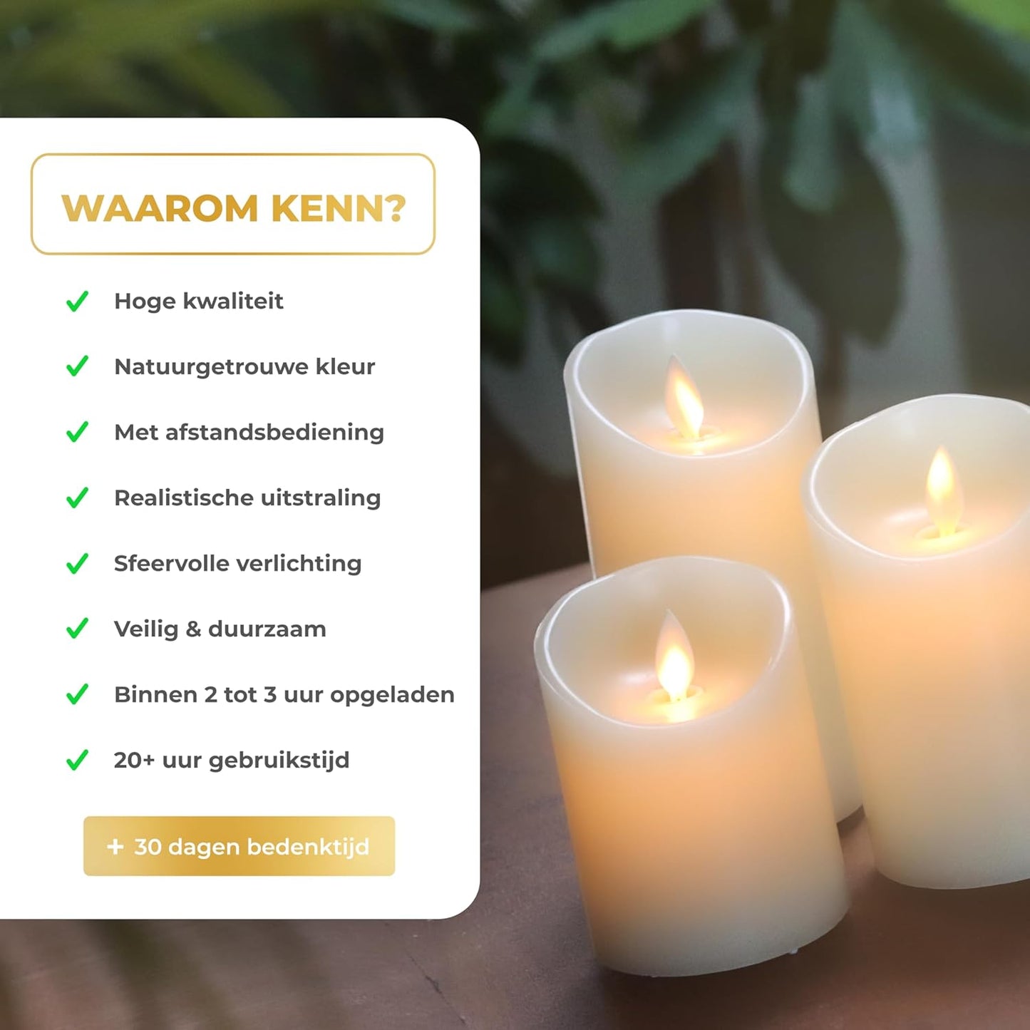 KENN® Oplaadbare led-kaarsen, afstandsbediening inbegrepen