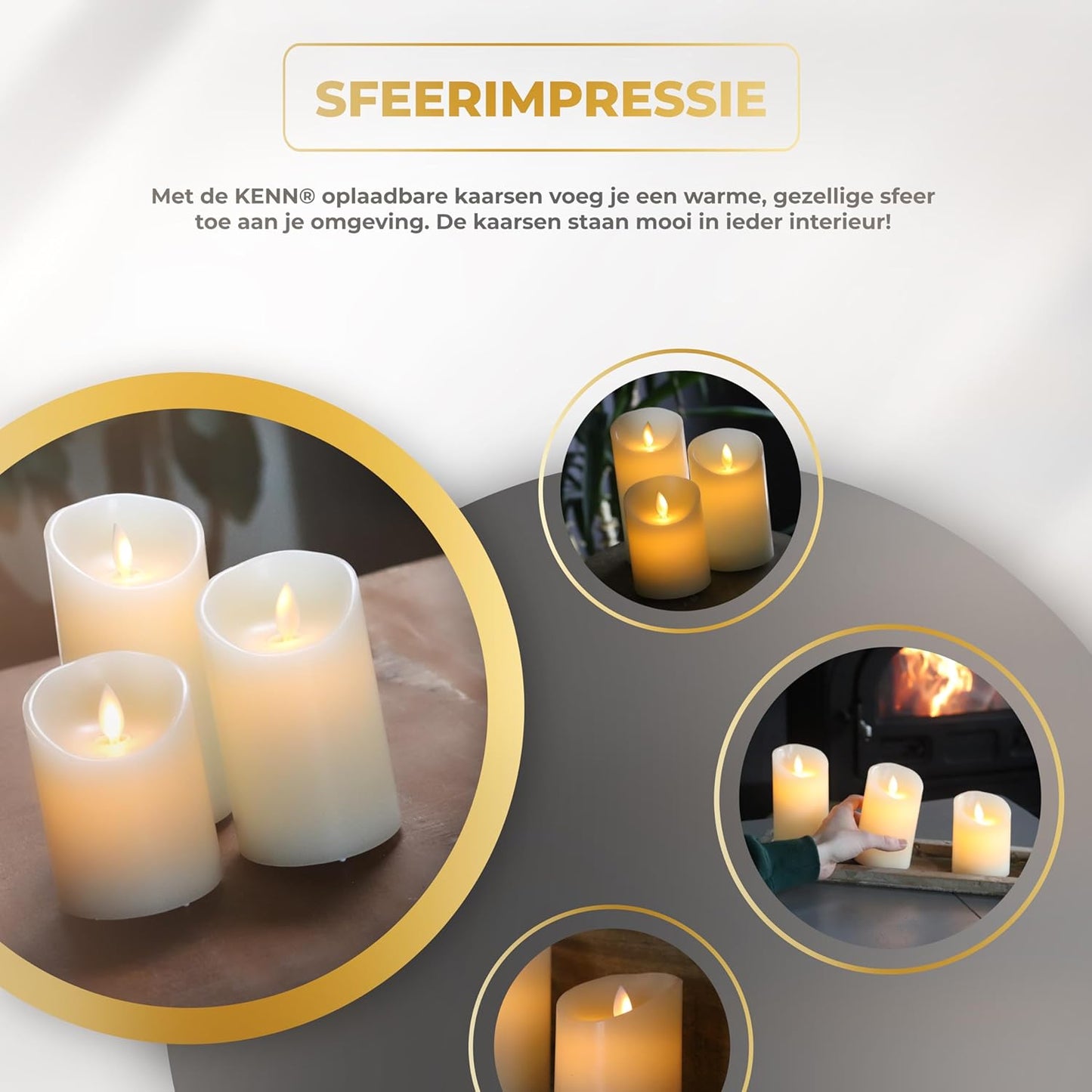 KENN® Oplaadbare led-kaarsen, afstandsbediening inbegrepen