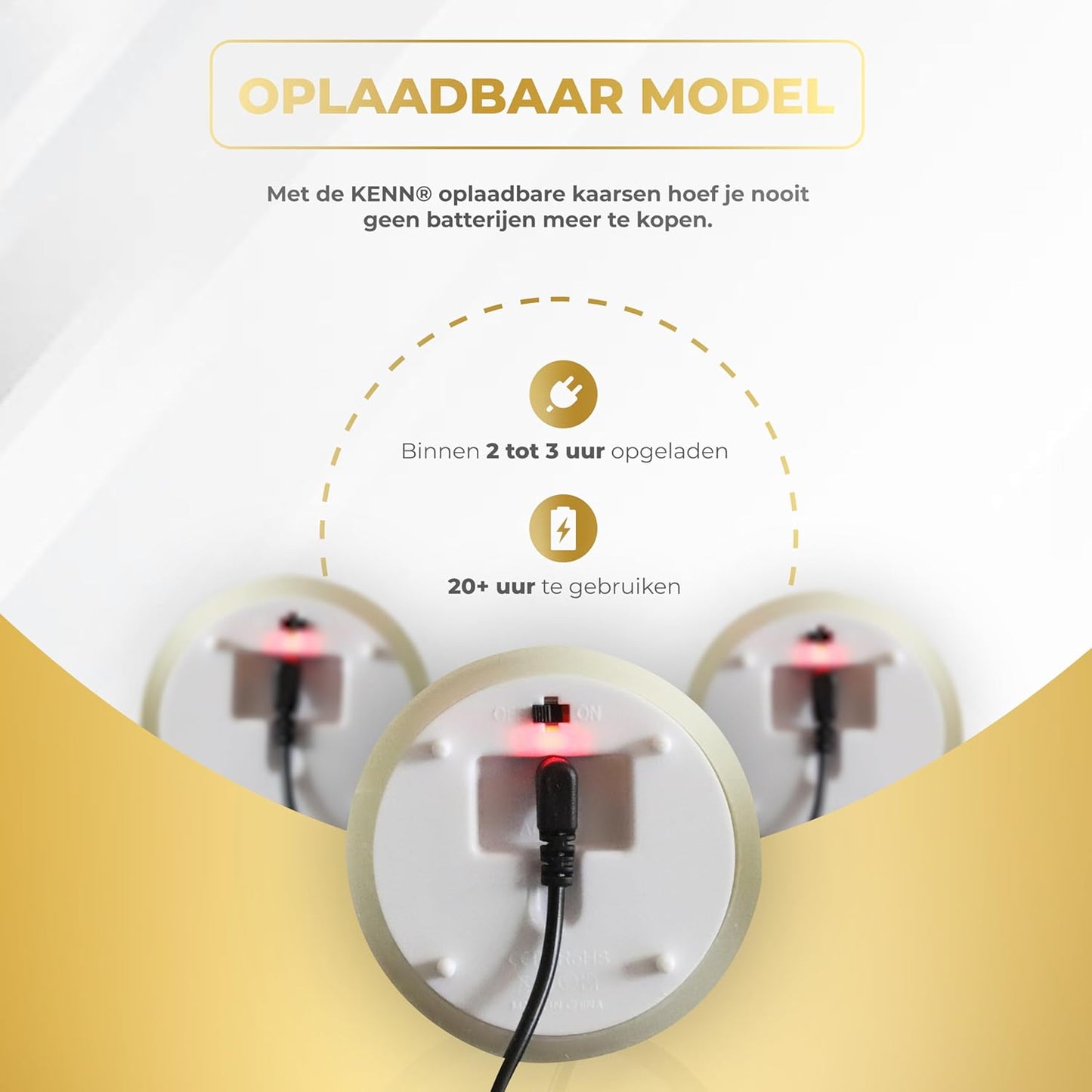 KENN® Oplaadbare led-kaarsen, afstandsbediening inbegrepen