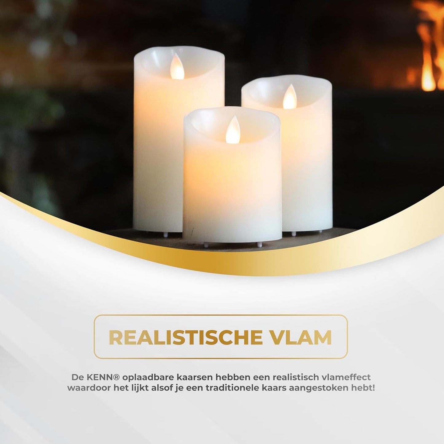 KENN® Oplaadbare led-kaarsen, afstandsbediening inbegrepen
